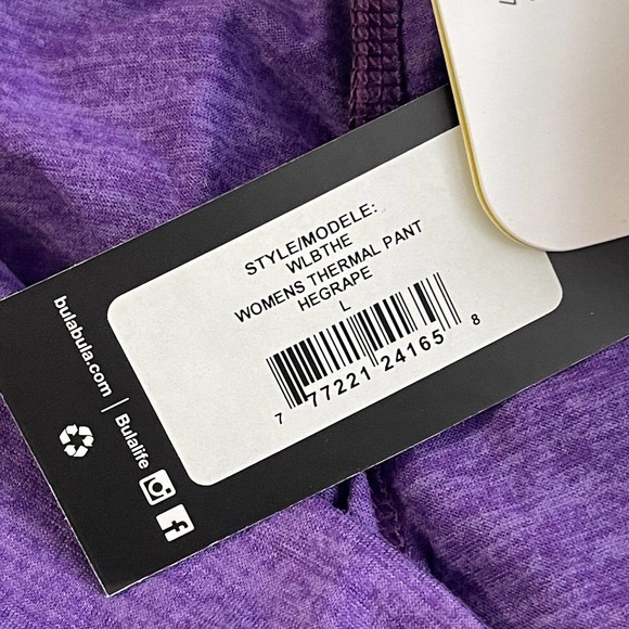 NWT BULA Thermal Pants Leggings Size L Purple Base Layer - Picture 9 of 11